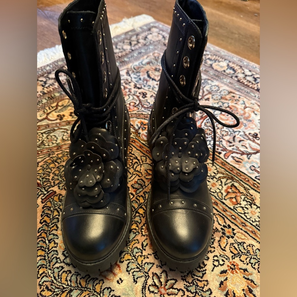 Twinset Milano Black Studded Ankle Boots (38)